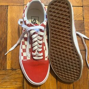 Vans Red and White Checkered Sneakers